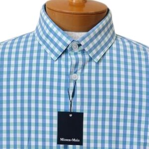 NWT Mizzen Main Large Monaco Trim Performance Stretch Neptune Check Shirt LS NEW